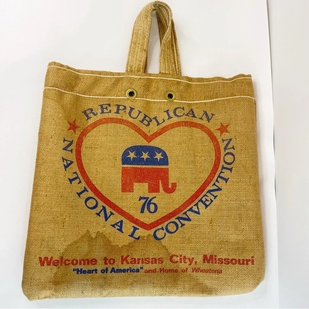 GOP Republican Convention 1976 Swag Flour Sack Canvas Tote Bag Vintage